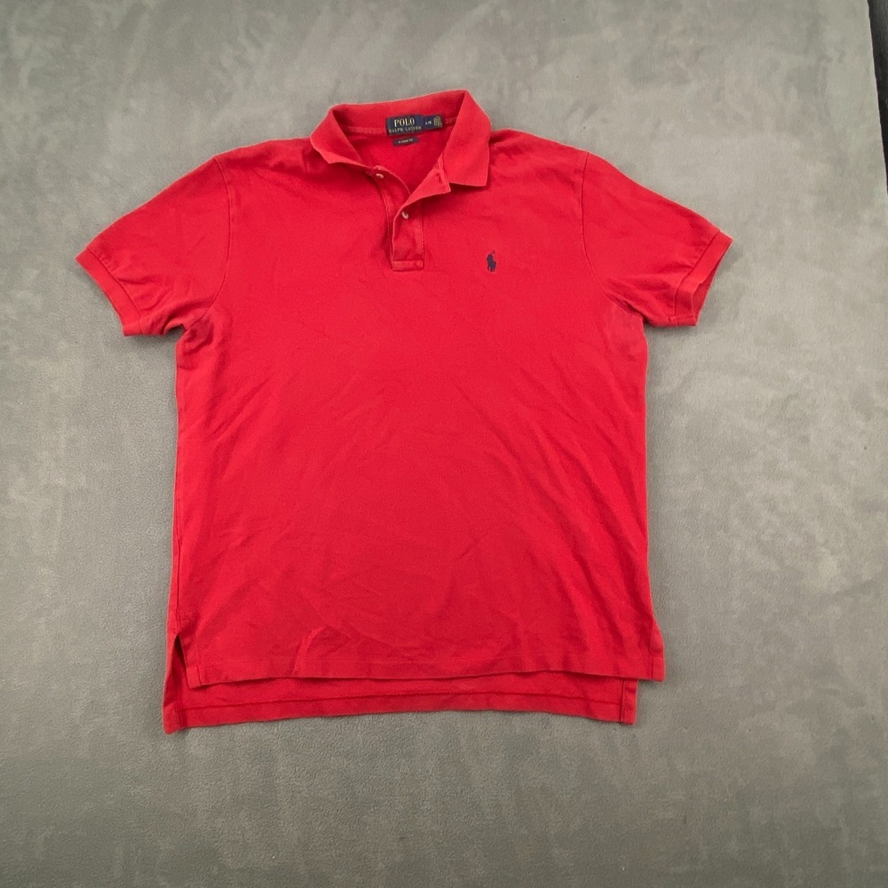 Polo Ralph Lauren Polo Shirt Mens Large Red Classic Fit High Low Slit Pony Logo